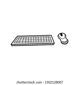 Hand drawn PC Keyboard isolated on a white. Sketch. Vector illustration.