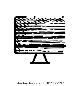 Hand Drawn pc monitor icon vector illustration isolated on white background