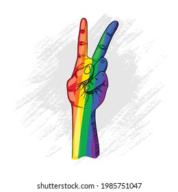 hand drawn peace shaped for Pride month.