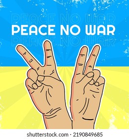 Hand drawn peace sign background with ukraine flag 