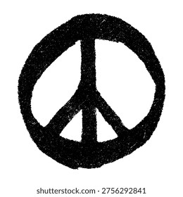 Hand drawn peace sign No war symbol Hippie clipart in doodle style Single element for print, web, design, decor