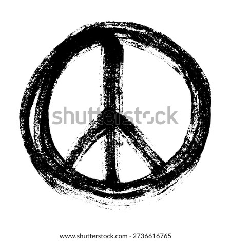 Hand drawn peace sign No war symbol Hippie clipart in doodle style Single element for print, web, design, decor