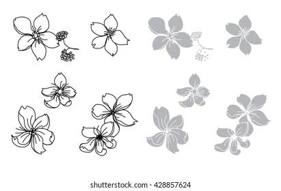 hand drawn peach blossom vector