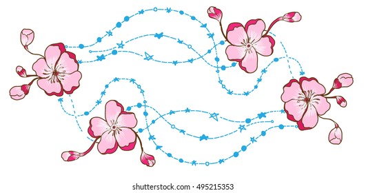 hand drawn peach blossom vector