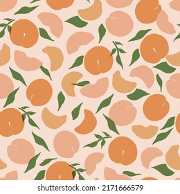 Hand drawn peach fruits pattern design art 