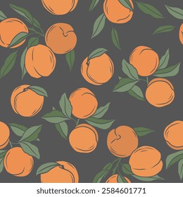 Hand drawn peach fruits seamless pattern