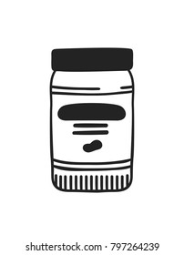 Hand drawn peanut butter
 isolated. Vector artistic drawing food. Actual illustration 