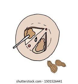 Hand drawn peanut butter set..delicious breakfast peanut sandwich icon hand drawn style vector design illustrations.