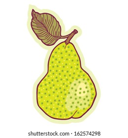 Hand drawn pear cartoon vector.