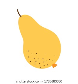 Perla dibujada a mano fruta madura coloreada con puntos.  Ilustración vectorial simple y divertida para su diseño. Fruta aislada en un fondo blanco en un estilo orgánico de moda
