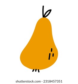 Hand Drawn Pear. Flat Illustration