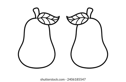 hand drawn of a pear on a white background