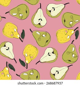 Hand drawn pear seamless pattern