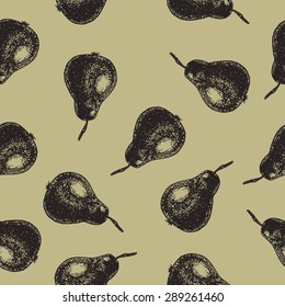 hand drawn pear seamless pattern