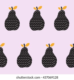 Hand drawn pear seamless pattern. Cute dots texture. Vector illustration. 