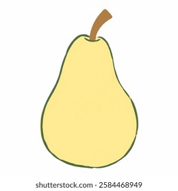 Hand Drawn Pear with Soft Shading and Natural Curves A fresh pear sketch with smooth shading, highlighting its natural curves and simplicity.