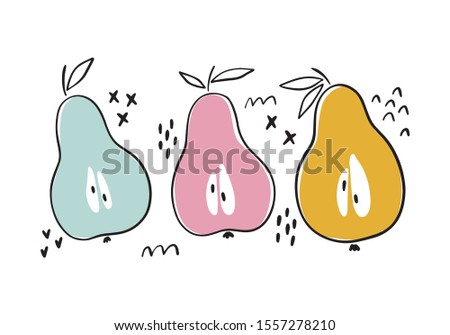 Hand drawn pear vector print