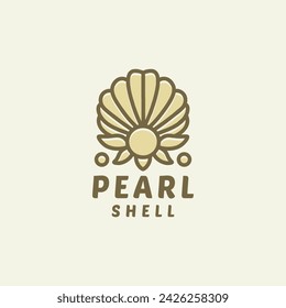 Diseño de logotipo vectorial de joyería de lujo de concha de perlas dibujadas a mano Vintage