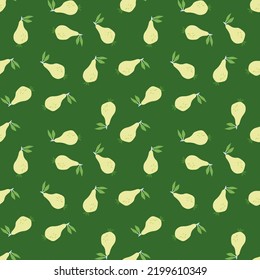 Hand drawn pears seamless pattern. Fruits botanical backdrop. Funny design for fabric, textile print, wrapping paper, children textile, surface. Vector illustration