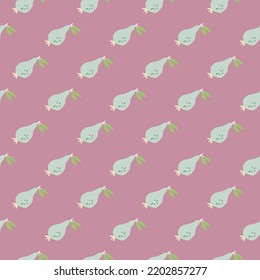 Hand drawn pears seamless pattern. Fruits botanical backdrop. Funny design for fabric, textile print, wrapping paper, children textile, surface. Vector illustration