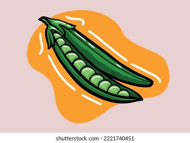 Hand drawn peas. Vector organic food illustration isolated on background.
