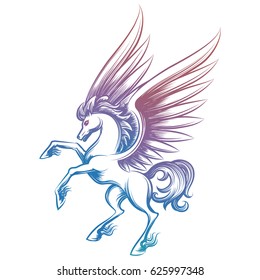 654 Graphical Sketch Pegasus Isolated On White Background Images, Stock ...