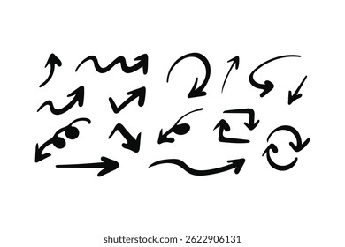 Hand Drawn Pen Arrows Set Black Silhouette Design