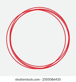 Hand drawn and pen draw circle and Round line icon. Flat style isolated on white background. Handwritten circle vector illustration.