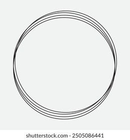 Hand drawn and pen draw circle and Round line icon. Flat style isolated on white background. Handwritten circle vector illustration.