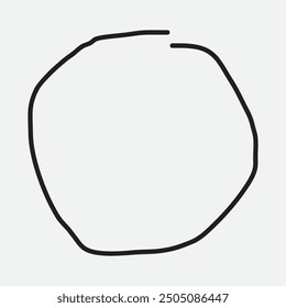 Hand drawn and pen draw circle and Round line icon. Flat style isolated on white background. Handwritten circle vector illustration.