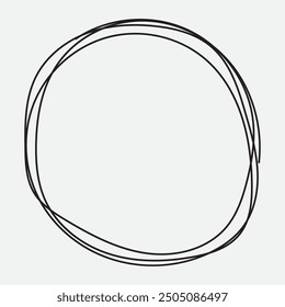 Dibujado a mano y dibujar círculo y icono de línea redonda. Estilo plano aislado sobre fondo blanco. Ilustración vectorial circular manuscrita.