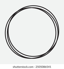 Dibujado a mano y dibujar círculo y icono de línea redonda. Estilo plano aislado sobre fondo blanco. Ilustración vectorial circular manuscrita.