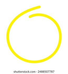 Hand drawn, pen draw yellow circle. Highlight yellow circle. Line art for marking text, number, note. vector illustration.
