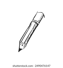 Hand drawn pen icon. Pencil doodle sketch, write tool element symbol scribble design element isolated, sketchy handdrawn pencil ink vector imitation