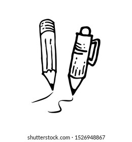 Hand drawn pen icon. pen sketch icon for infographic, concept design. website or app. vector sketch icon isolated on white background