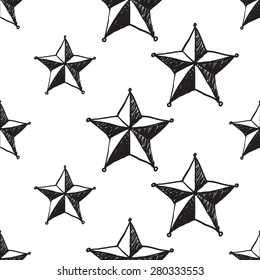 Hand drawn pen and ink tip stars seamless patterns. Set of isolated decorative symbols and elements in some shapes and designs. Black outline sketch on white background