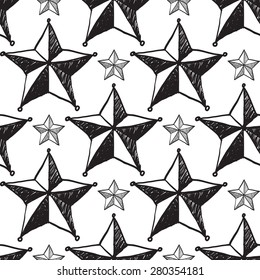 Hand drawn pen and ink tip and hatching stars seamless patterns. Set of isolated decorative symbols and elements in some shapes and designs. Black outline sketch on white background