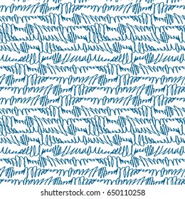 Hand drawn pen scribbles in seamless pattern in vector