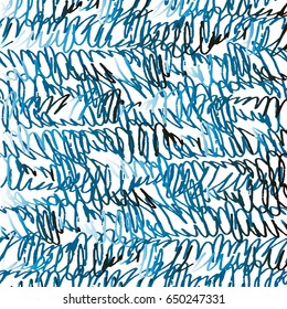Hand drawn pen scribbles in seamless pattern in vector