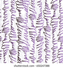Hand drawn pen scribbles in seamless pattern in vector