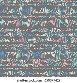 Hand drawn pen scribbles in seamless pattern in vector