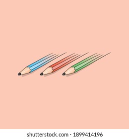 lápiz dibujado a mano. ilustración de lápiz azul, rojo y azul