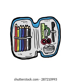hand drawn pencil case