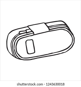 Hand drawn pencil case doodle icon. Hand drawn black sketch
