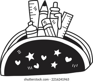 Hand Drawn pencil case illustration isolated on background
