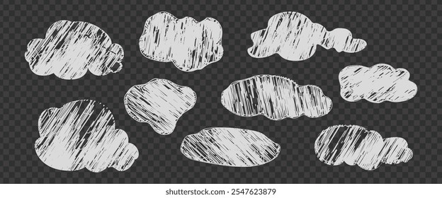 Hand drawn pencil drawing of clouds in pastel color. Children's sketch chalk drawing. Grunge image of the heaven.