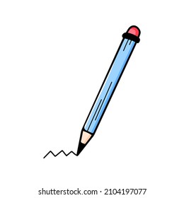 Hand drawn pencil isolated on white background. Vector doodle illustration
