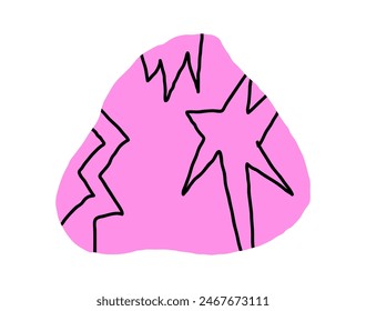 Hand drawn pencil organic shapes with doodle strokes and outlines, squiggles and scribbles. fluid, flowing, irregular elements in trendy colors