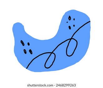 Hand drawn pencil organic shapes with doodle strokes and outlines, squiggles and scribbles. fluid, flowing, irregular elements in trendy colors