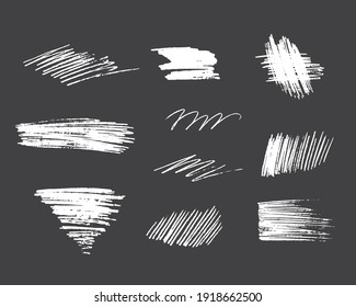 Hand Drawn Pencil Scribble Abstract Frames. Vector Isolated Hatch Textures. Coal Edge Background. 